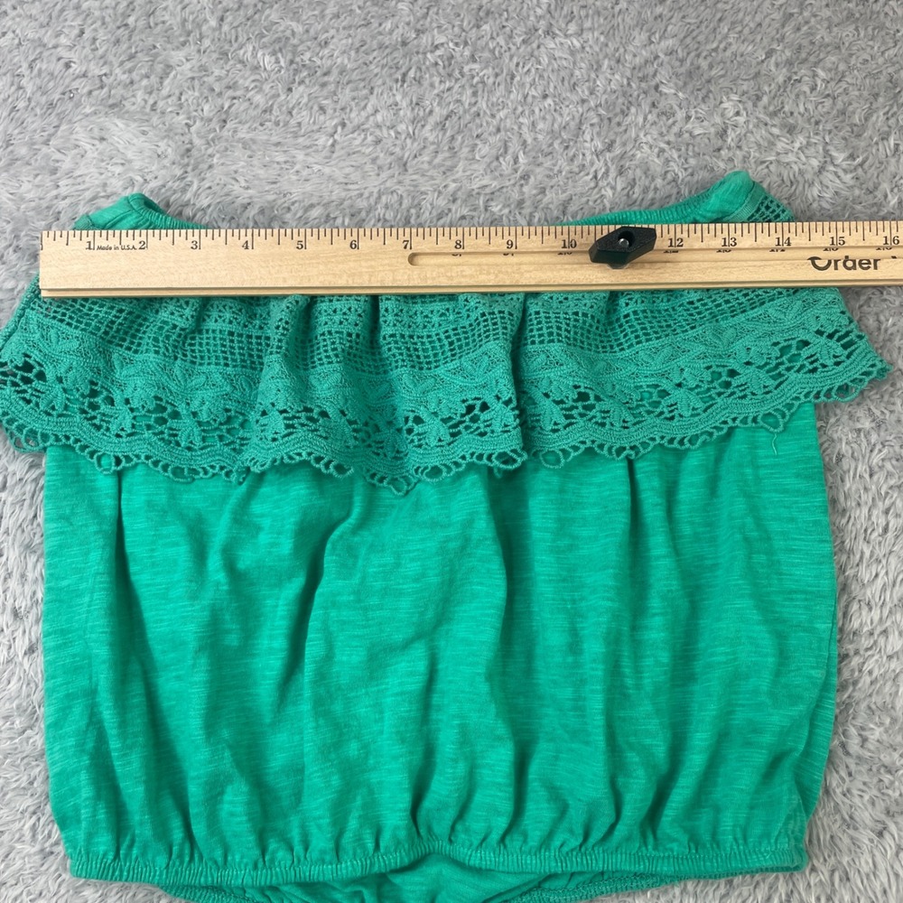 Wet Seal Tube Top Womens L Green Crochet Lace Ruffle Cotton Coquette Boho - Picture 4 of 5